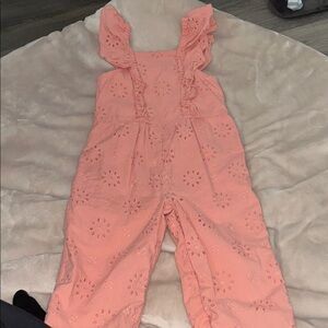 Carter's Coral Eyelet Ruffle Jumpsuit